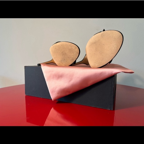 Cult Of Coquette, Pegah Black Vegan Leather Bow Heels - 8 - Picture 5 of 5